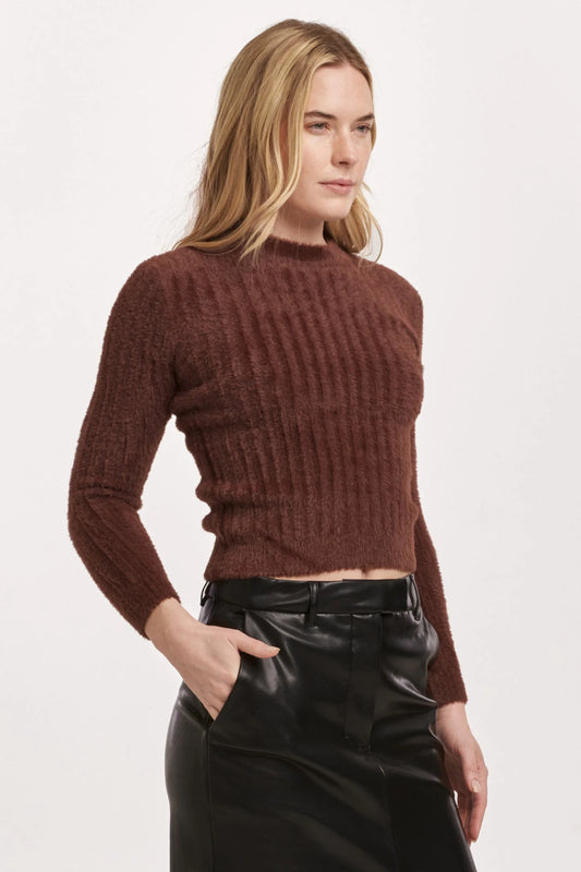 Dear John Denim Carrey Fitted Sweater in Chocolate Brown