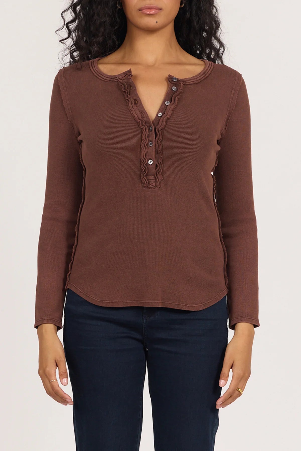 Dear John Edie Long Sleeve Tee in Washed Cappuccino