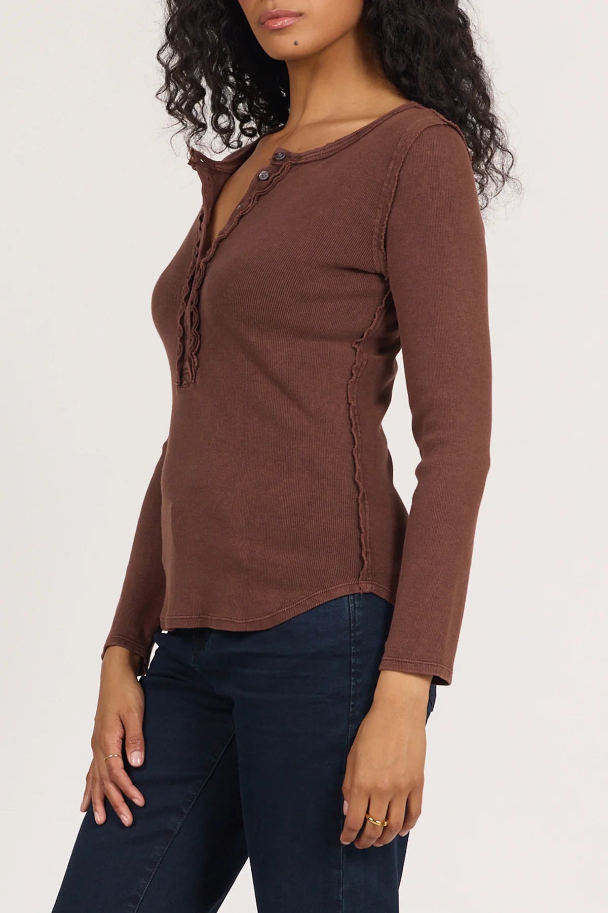 Dear John Edie Long Sleeve Tee in Washed Cappuccino