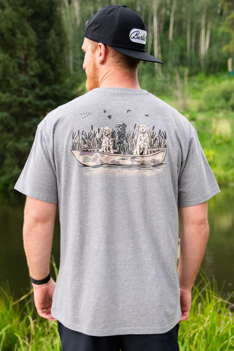 Burlebo Dogs on the Boat Short Sleeve Dark Heather Grey Tee