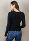 Dylan Shimmer Knit Crew Shirt in Black