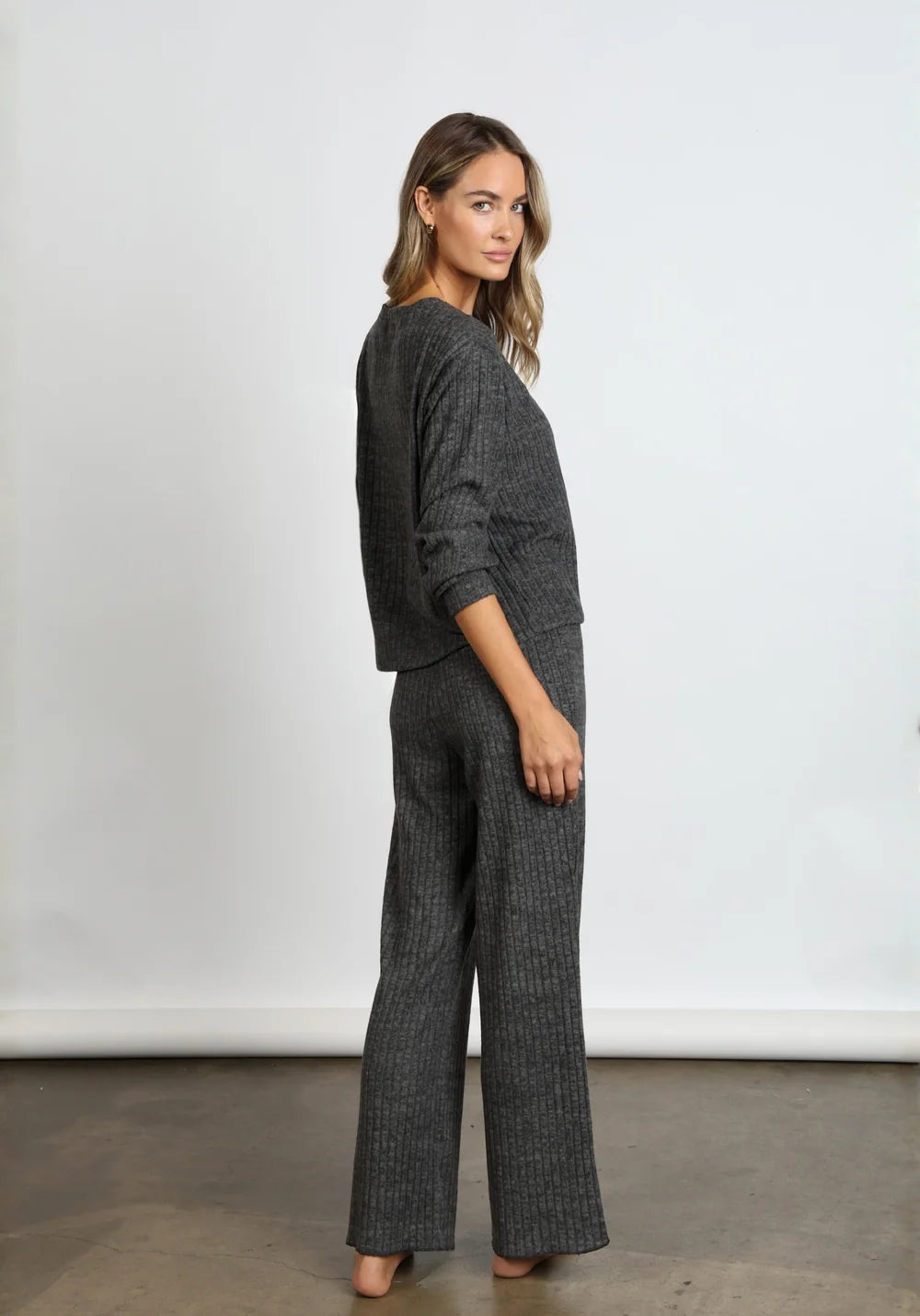 Dylan Emma Rib Pant in Black