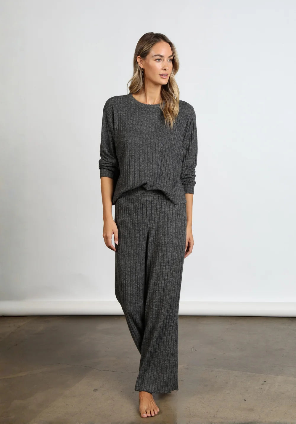 Dylan Emma Rib Pant in Black