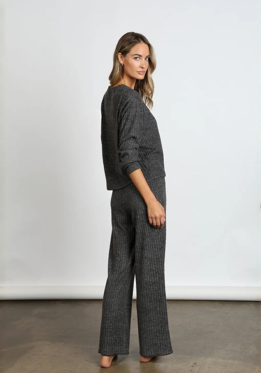 Dylan Emma Rib Pant in Black