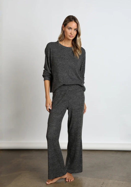Dylan Emma Rib Pant in Black
