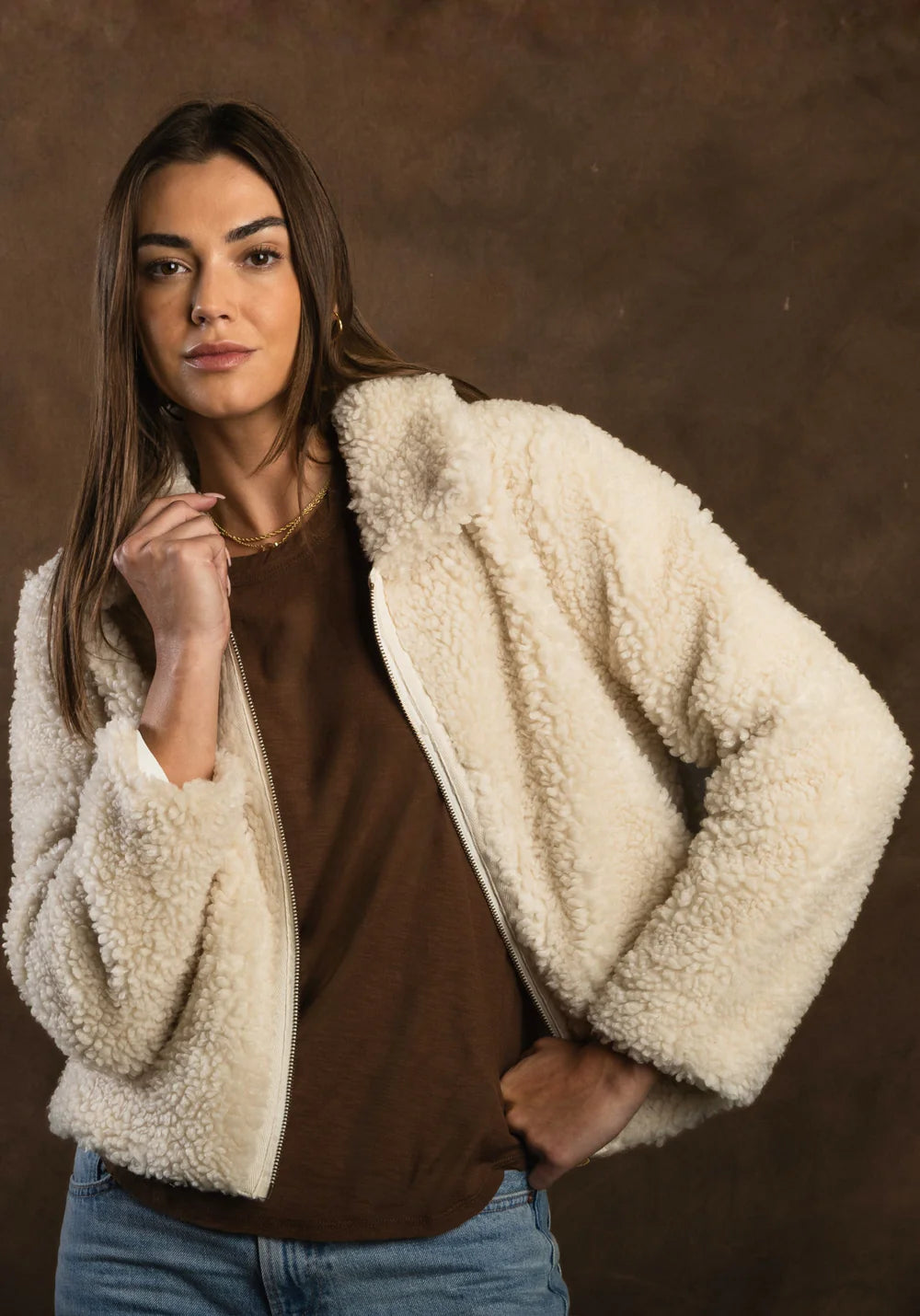 Dylan Teddy Jacket in Oatmeal