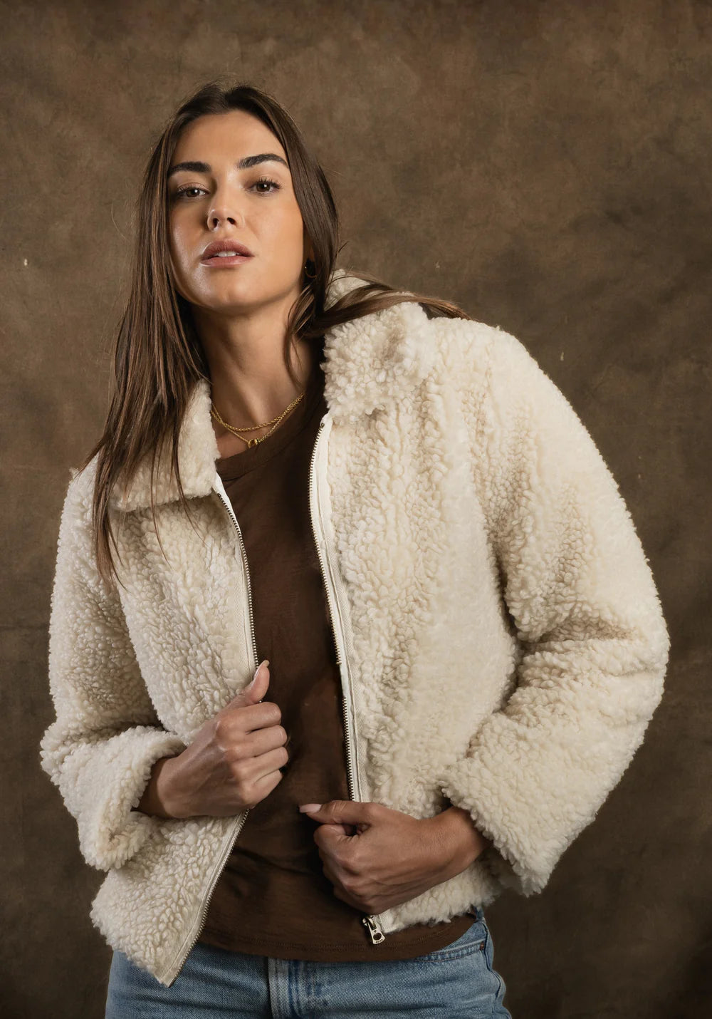 Dylan Teddy Jacket in Oatmeal