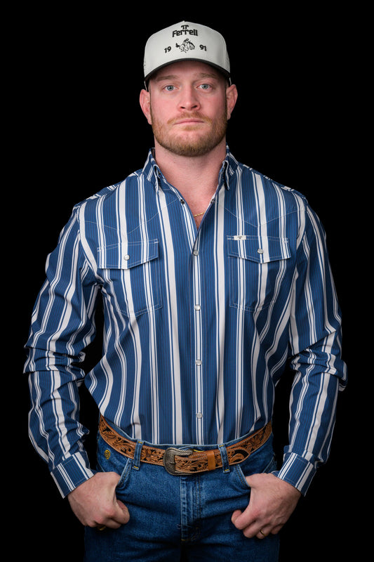 Ferrell The Atlas in Blue - Long Sleeve Snap Shirt