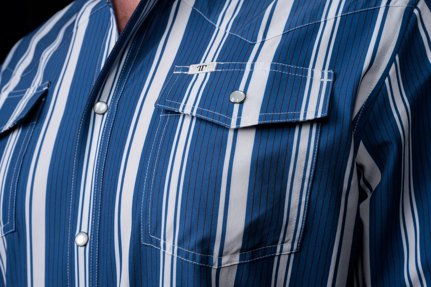Ferrell The Atlas in Blue - Long Sleeve Snap Shirt