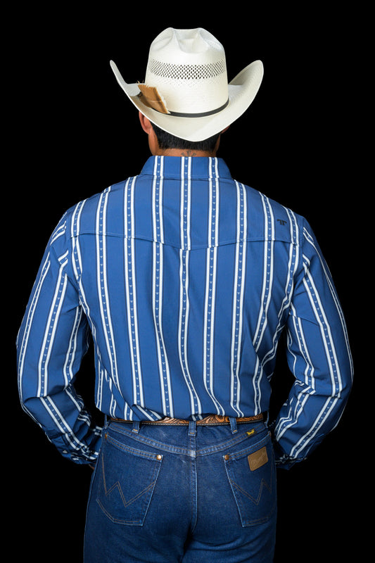 Ferrell The Tucker Long Sleeve Snap Shirt in Blue