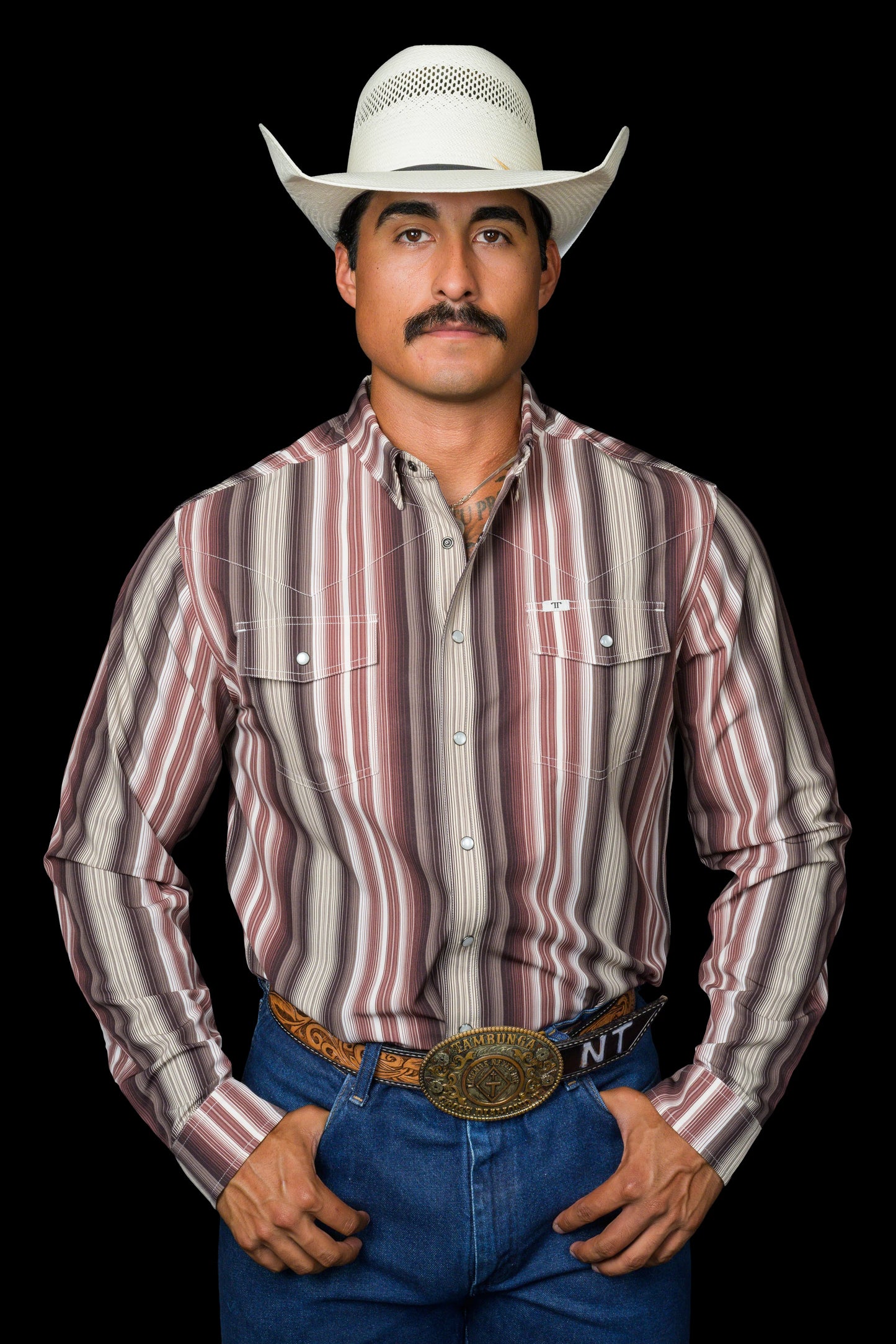 Ferrell Brand The Harrison Long Sleeve Snap Shirt in Brown