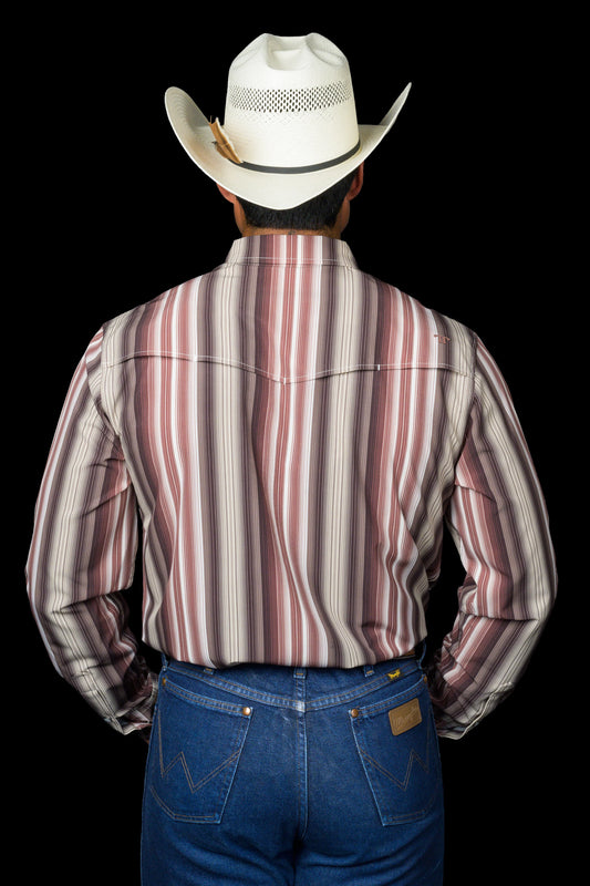 Ferrell Brand The Harrison Long Sleeve Snap Shirt in Brown