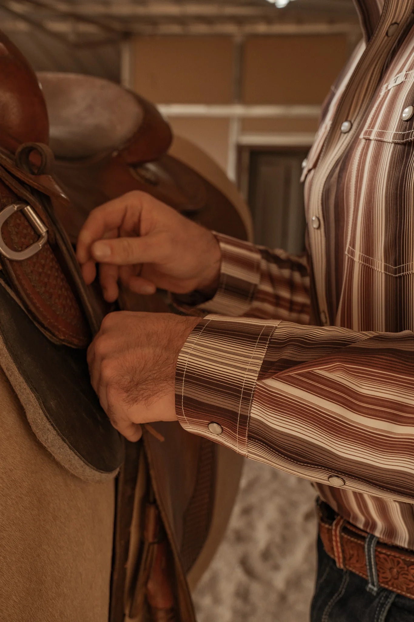 Ferrell Brand The Harrison Long Sleeve Snap Shirt in Brown