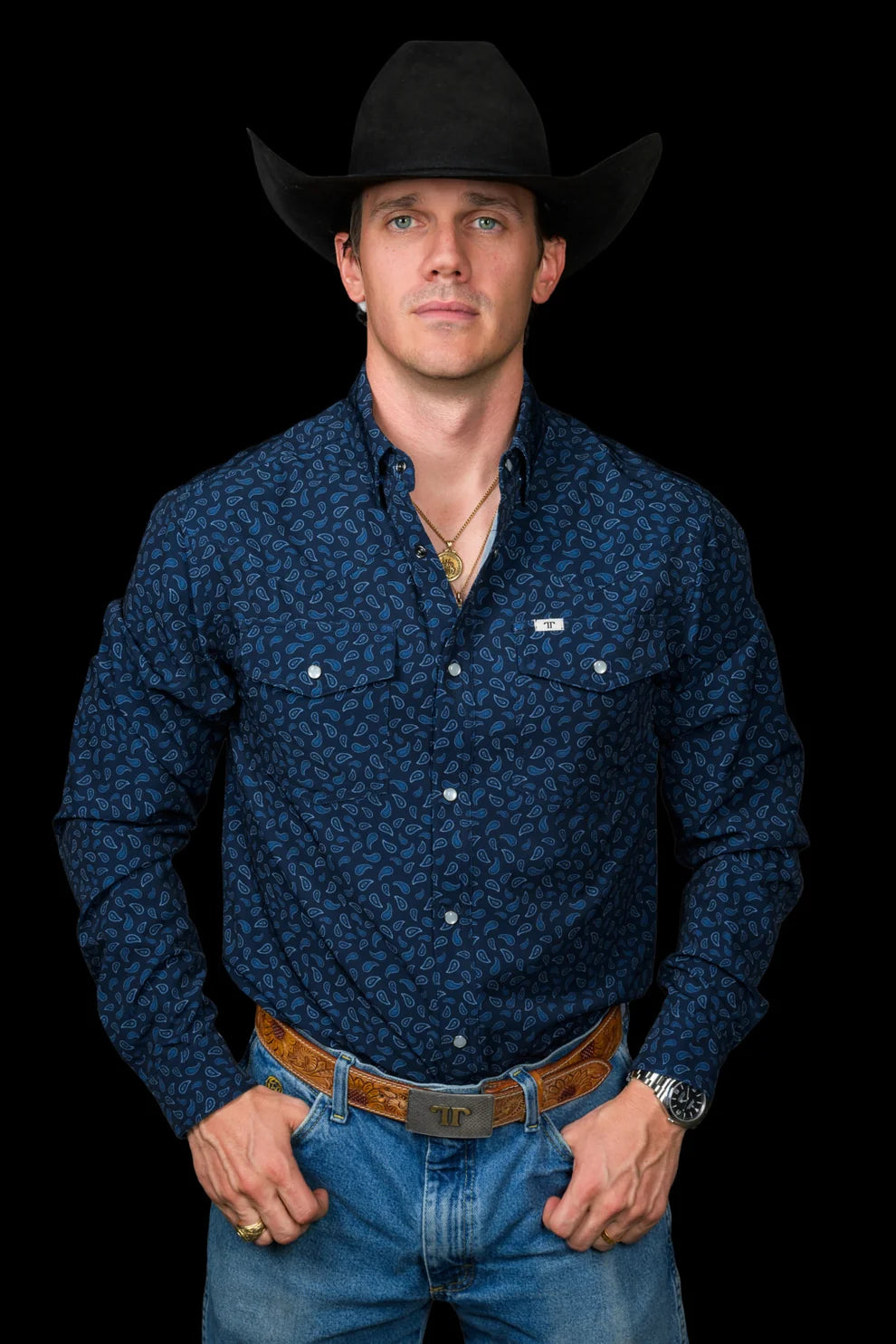 Ferrell Brand The Griffin Long Sleeve Pearl Snap Shirt
