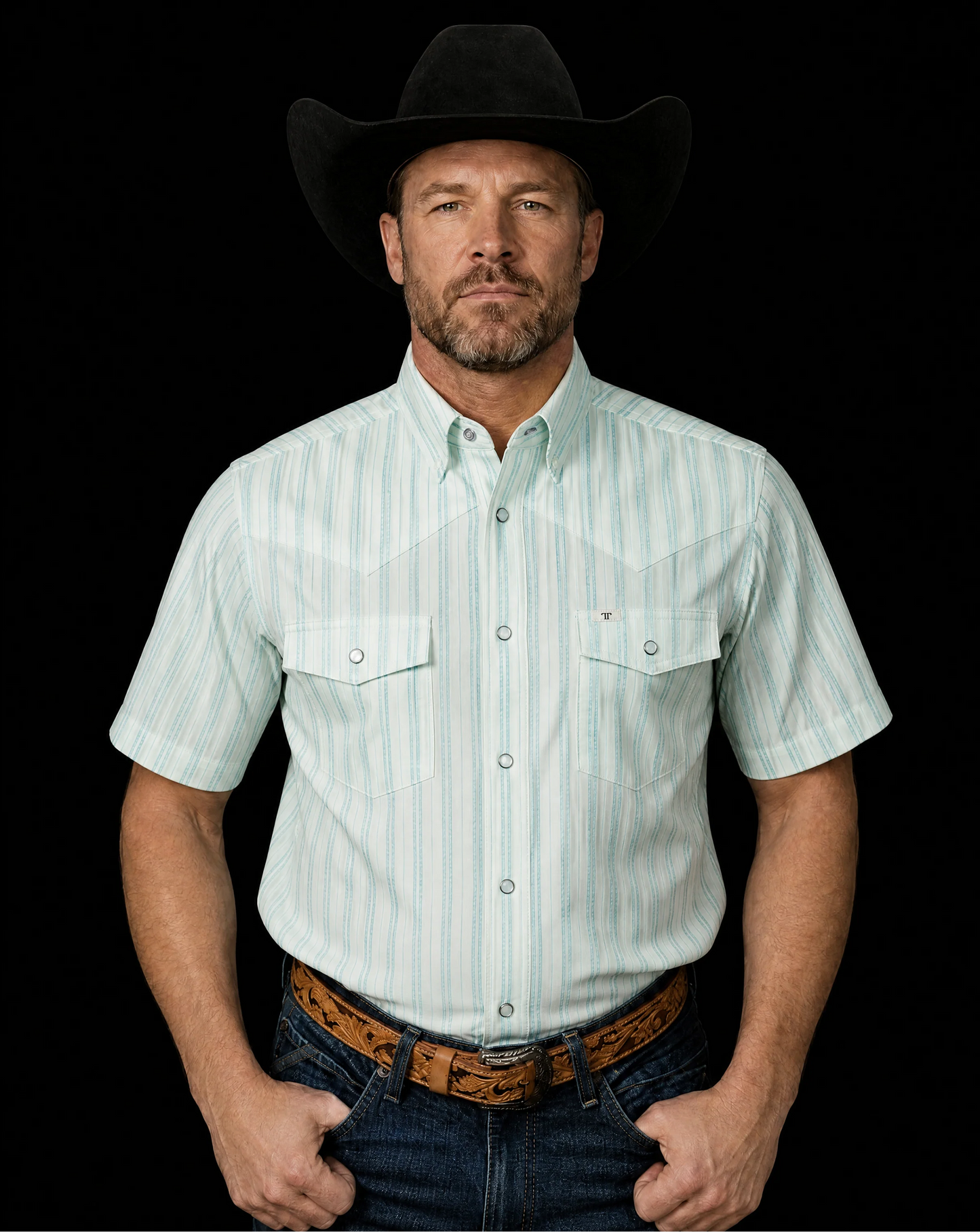 The Jack Short Sleeve Pearl Snap Shirt in Green