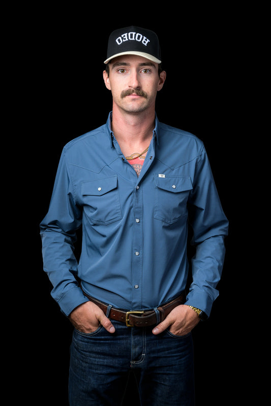 Ferrell Brand Core Long Sleeve Snap Shirt in Blue