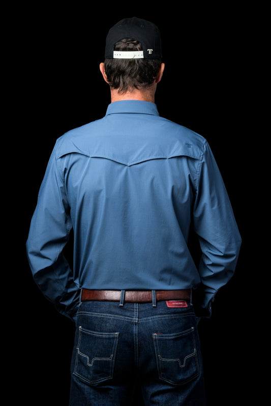 Ferrell Brand Core Long Sleeve Snap Shirt in Blue