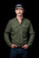 Ferrell Men's Olive Green Long Sleeve Snap Shirt
