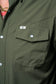 Ferrell Men's Olive Green Long Sleeve Snap Shirt