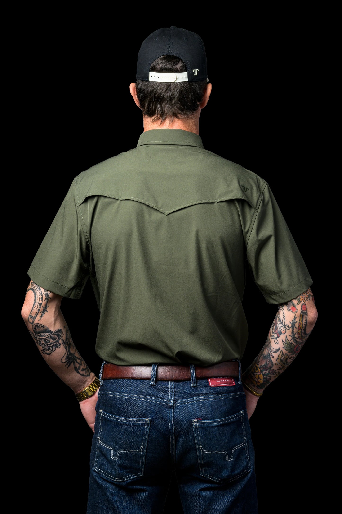 Ferrell Core Short Sleeve Pearl Snap Shirt in Olive Green