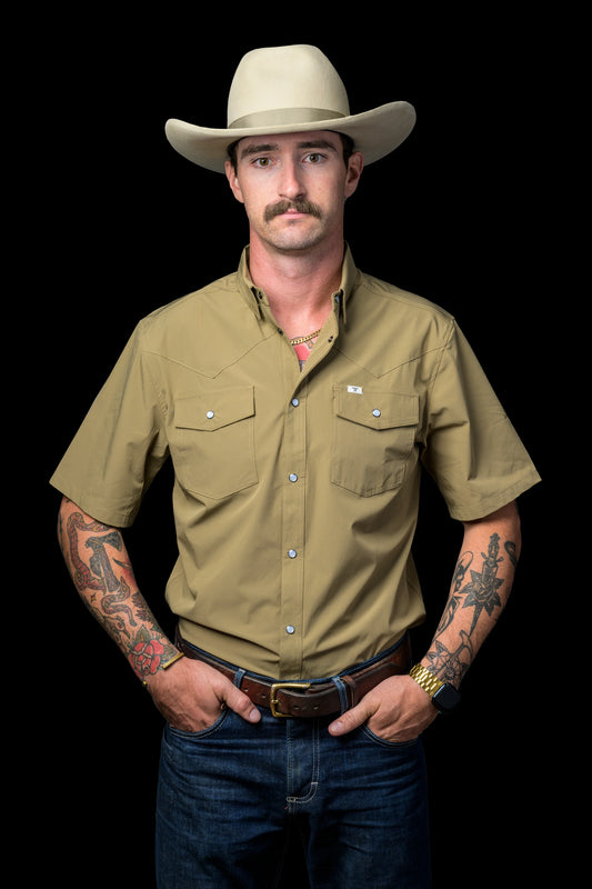 Ferrell Khaki Short Sleeve Western Shirt