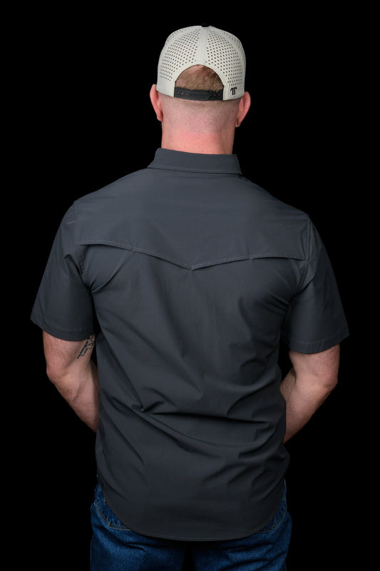 Ferrell Core Short Sleeve Pearl Snap Shirt in Gray
