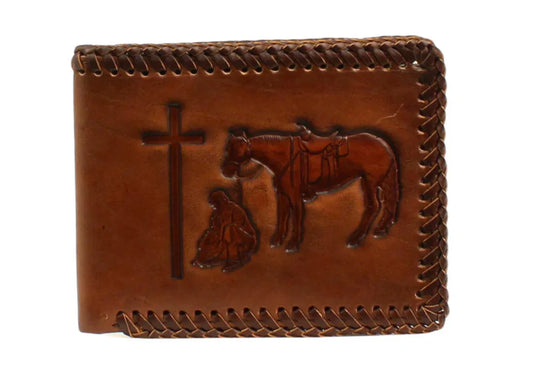 Nocona Embossed Praying Cowboy Bifold Wallet