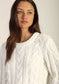 Dylan Preston Plush Cable Sweater in White