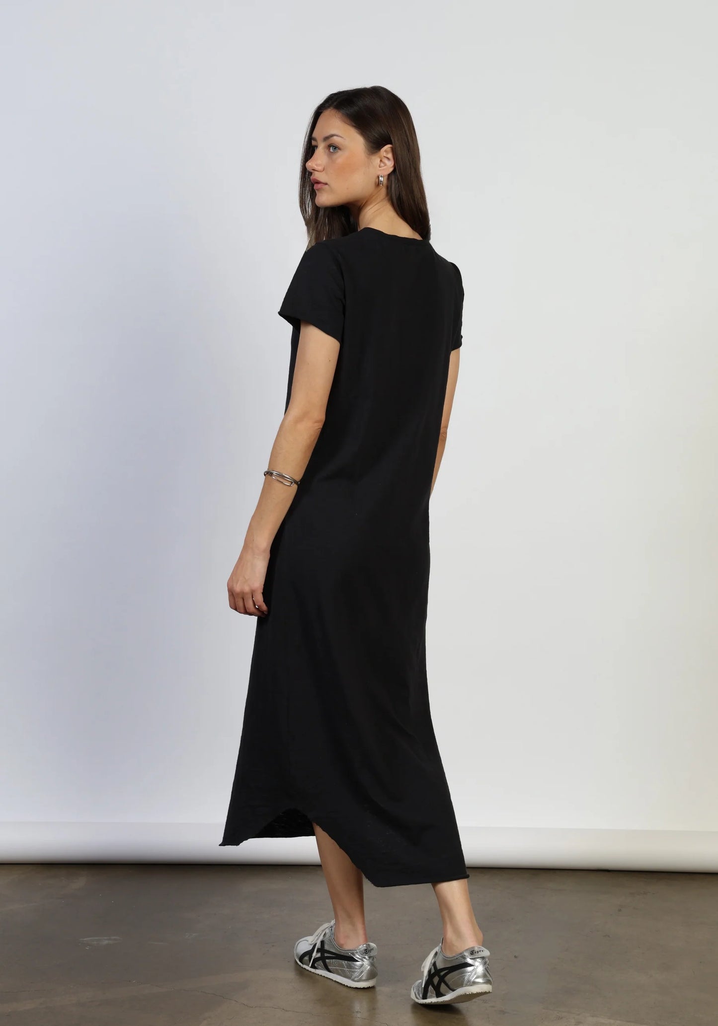 Dylan Maxi Tee Shirt Dress in Black