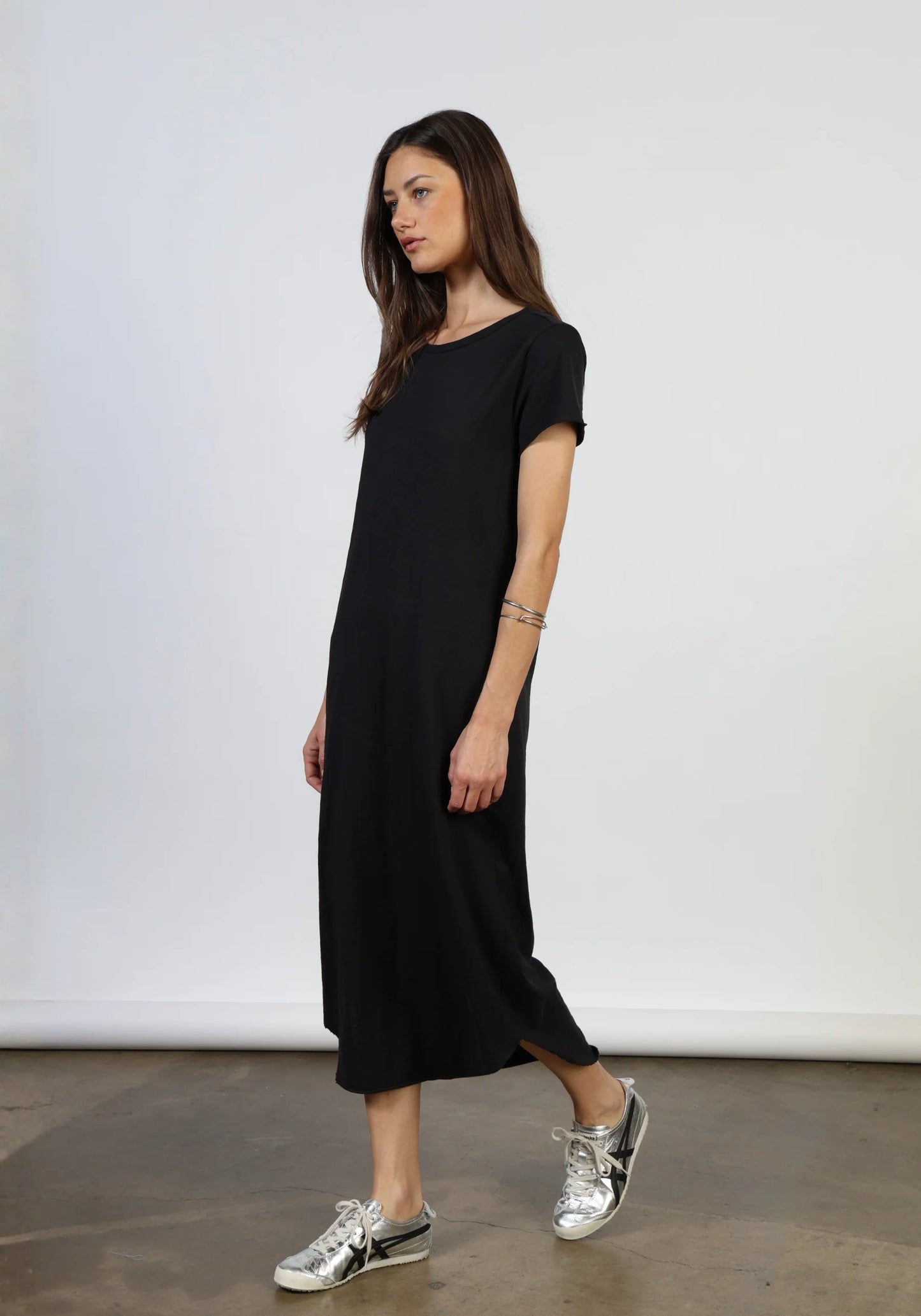 Dylan Maxi Tee Shirt Dress in Black