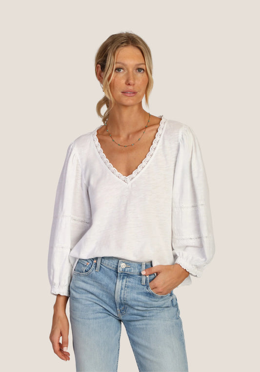 Dylan Chloe V-Neck in White