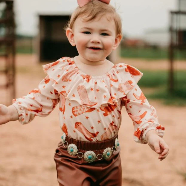 Shea Baby Cowboy Boots Long Sleeve Top