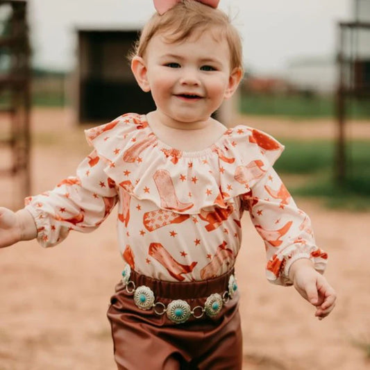 Shea Baby Cowboy Boots Long Sleeve Top