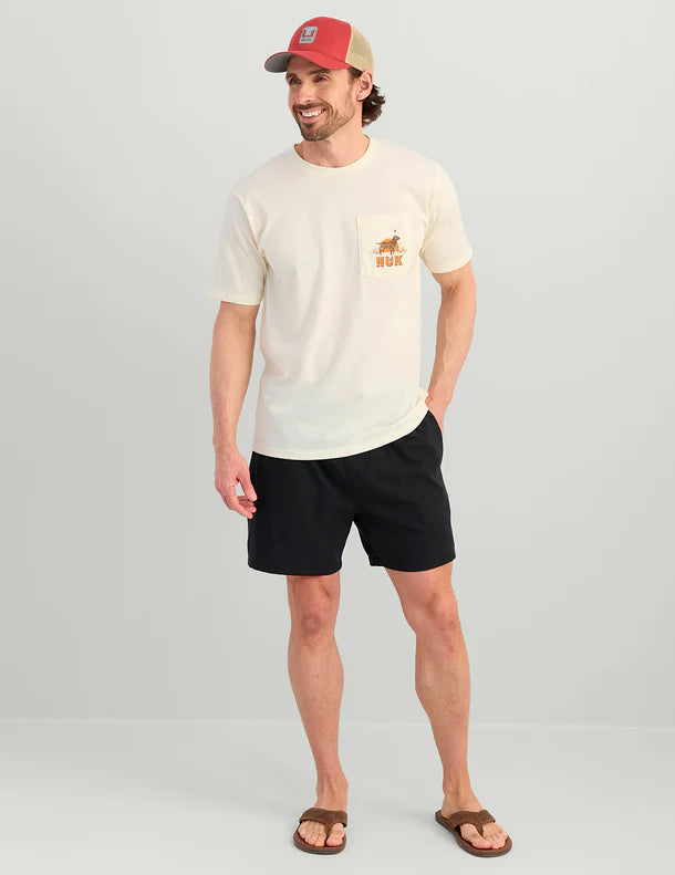 Huk Lab Patch Pocket Tee in Egret
