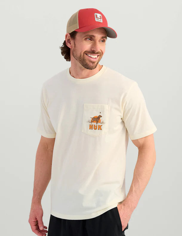 Huk Lab Patch Pocket Tee in Egret
