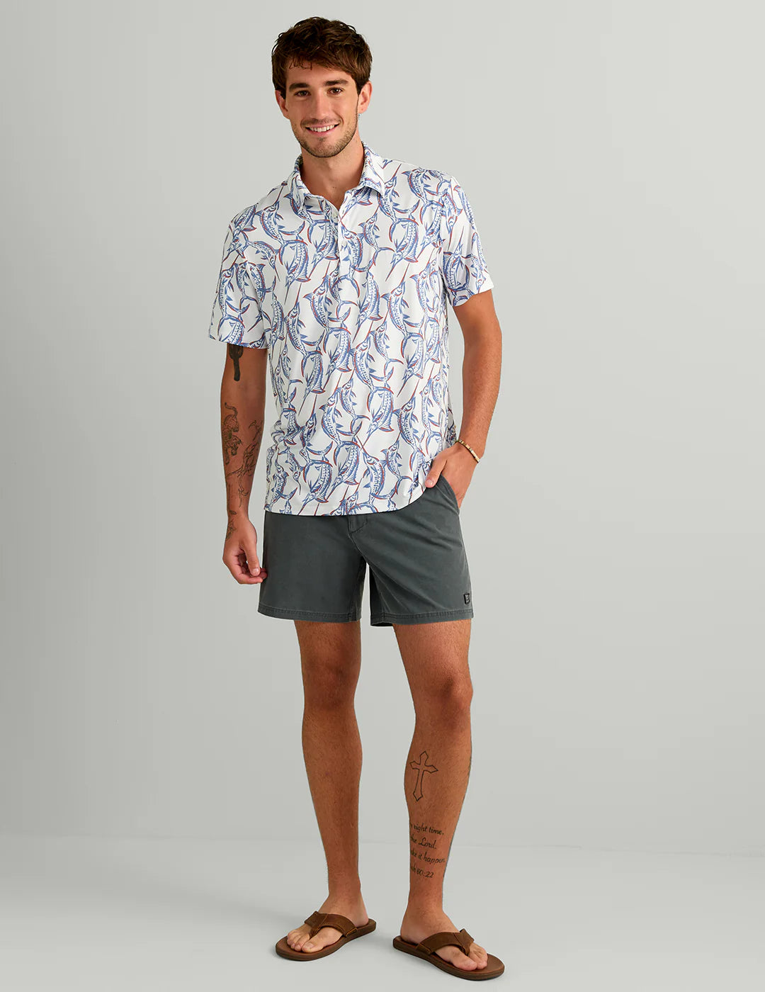 Huk Airweight Performance Polo in White Swordfish