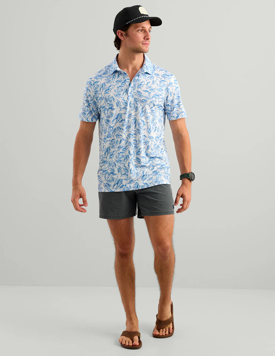 Huk KC Airweight Performance Polo in Regatta Fish Chaos