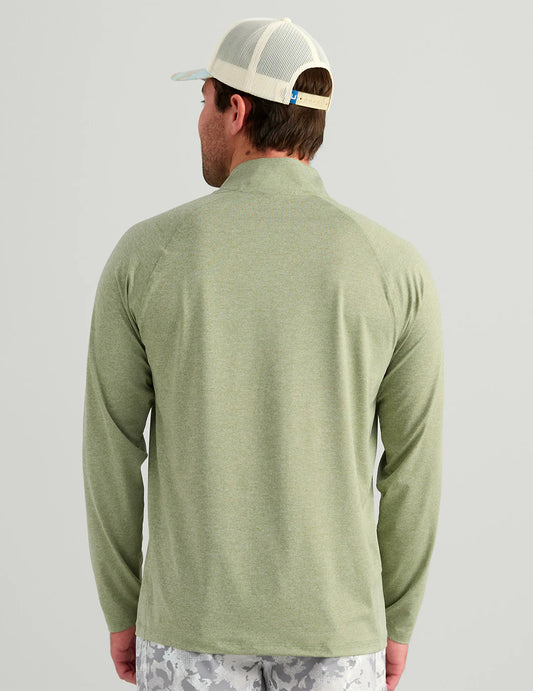 Huk Airweight Heather 1/4 Zip in Seagrass Heather