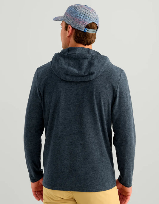 Huk Leeward Lightweight Fleece Hoodie in Sea Storm Heather