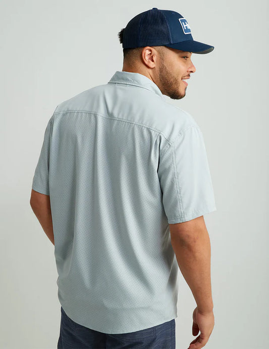 Huk Tide Point Short Sleeve Button-Down in Harbor Mist