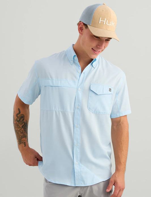 Huk Tide Point Short Sleeve Button-Down in Coastal Drift