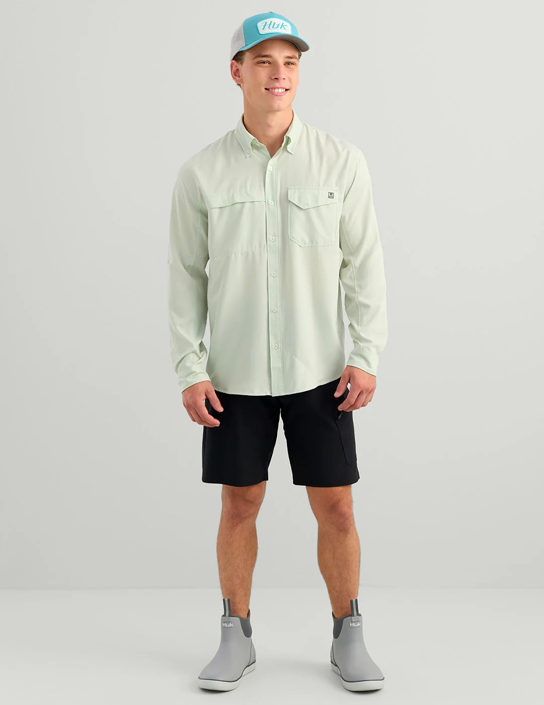 Huk Tide Point Button-Down in Pale Algae