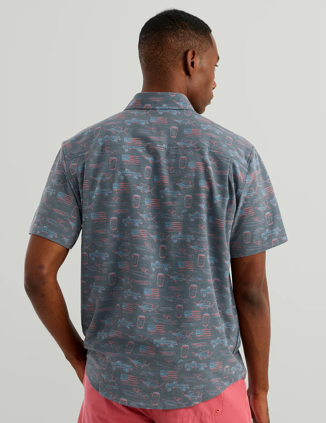 Huk KC Kona Button-Down in Sea Storm Americana