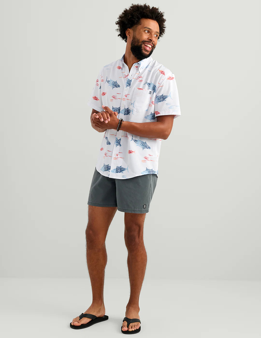 Huk Kona Button-Down in White Tuna School