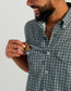 Huk Tide Point Short Sleeve Button-Down in Harbor Mist Mini Plaid