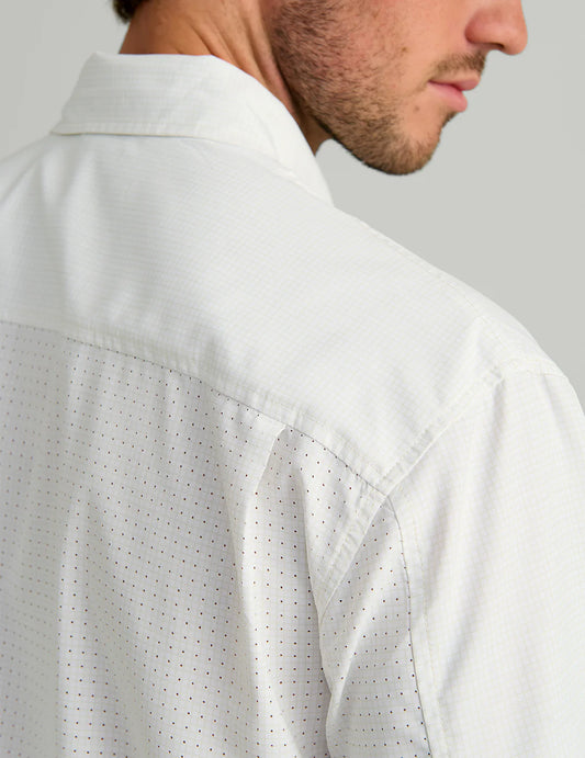 Huk Tide Point Short Sleeve Button-Down in Pale Algae Mini Check