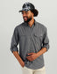 Huk Tide Point Heathered Ripstop Button-Down in Black Heather