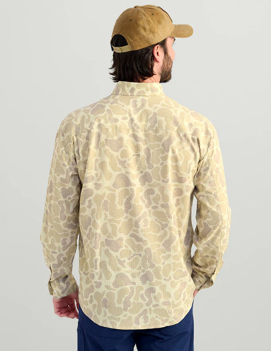 Huk KC Print Tide Point Button-Down in Sand Camo