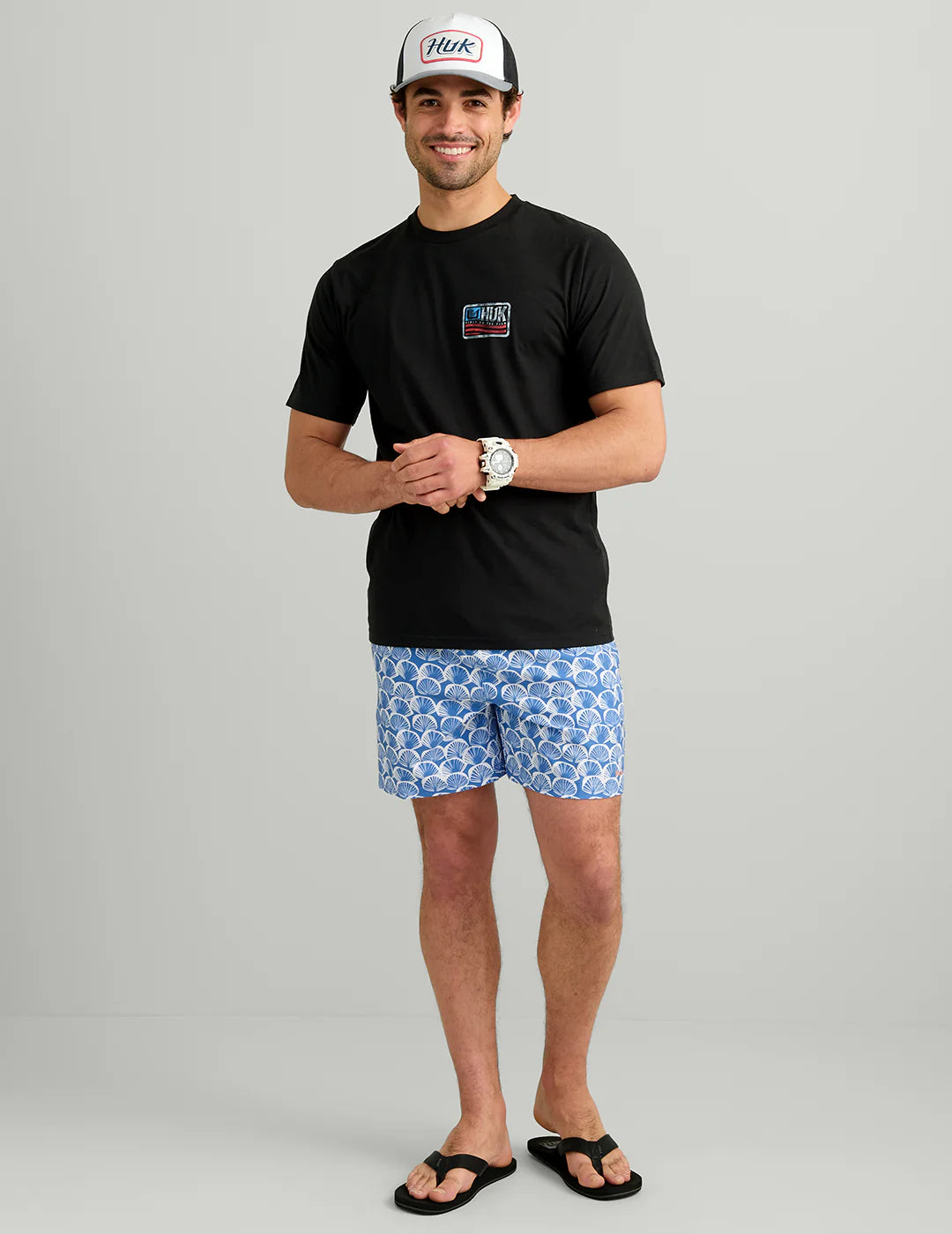 Huk Pursuit Volley Swim Shorts in Regatta Clam Shell