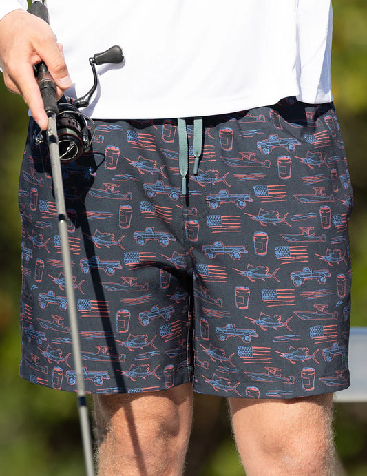 Huk KC Pursuit Volley Swim Short in Sea Storm Americana